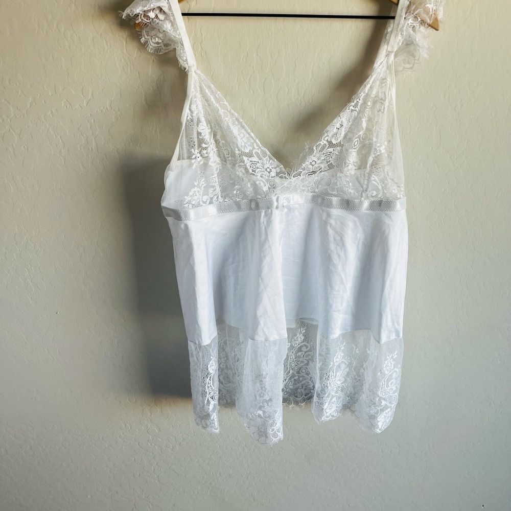 Coquette Diva White Lace Satin Cami Size XL Fairy Festival Romantic Wedding